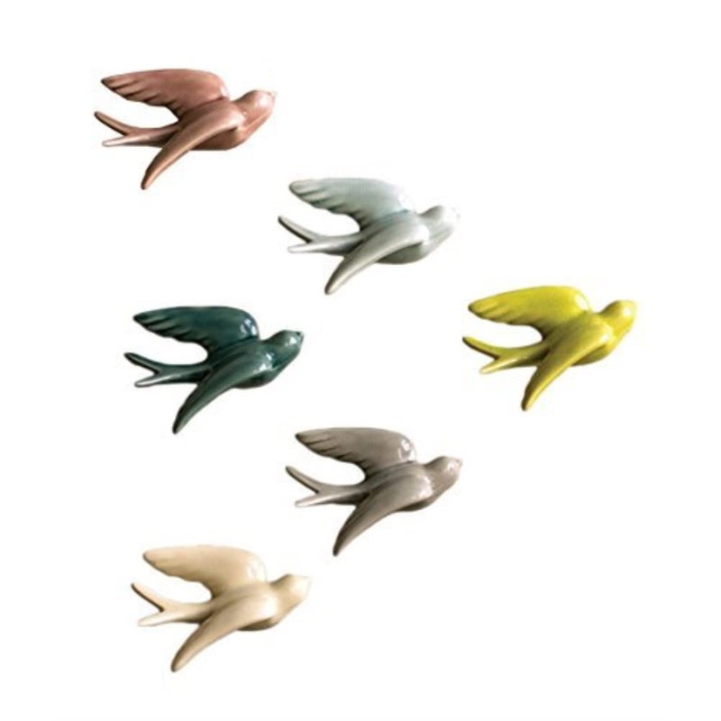 Kalalou Set of Ceramic Hanging Swallows, One Size, Multicolor - Image 1
